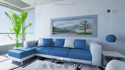 3D-Rendered Living Room